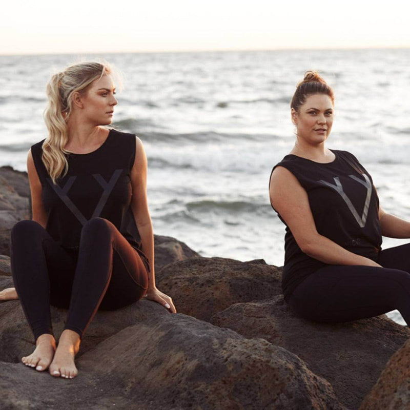 Woman wearing Victoria Stag's Core Muscle Tank in Black