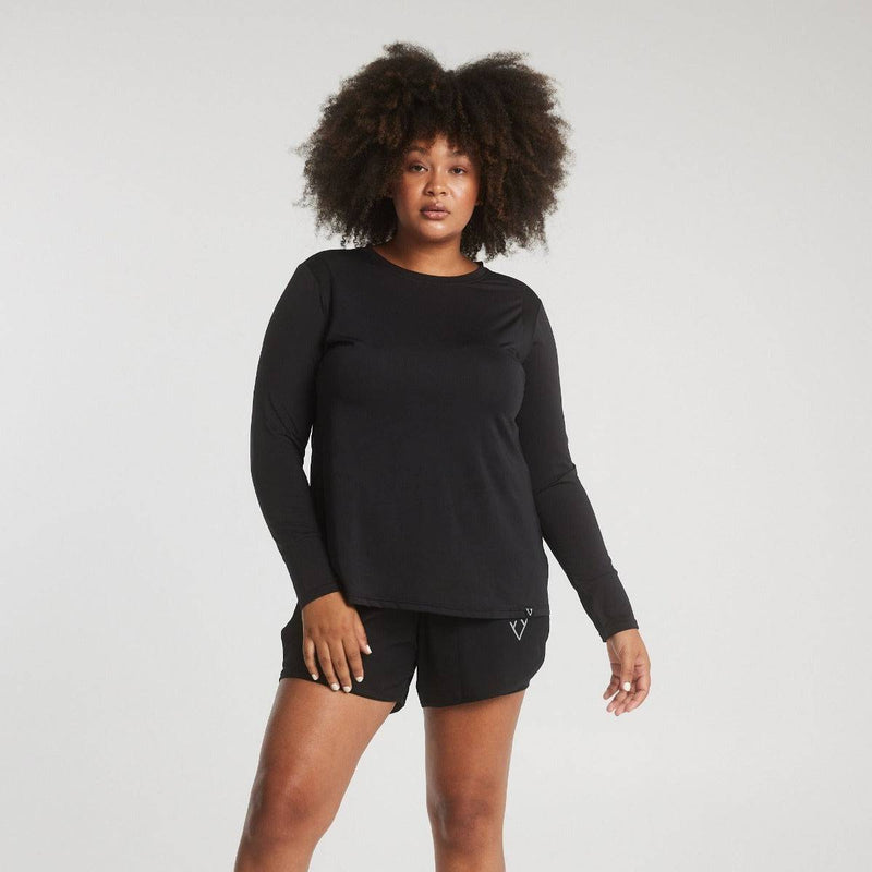 Woman wearing Victoria Stag's Core Running Shorts that has Extra Stomach Support