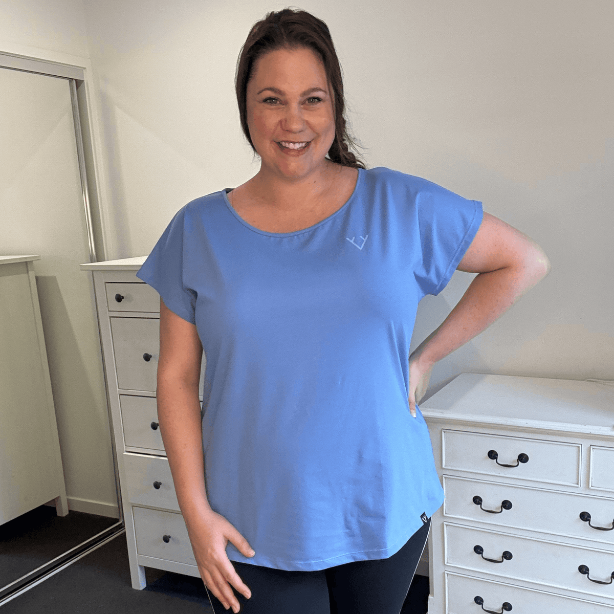 CORE CAP SLEEVED TEE - CRYSTAL BLUE