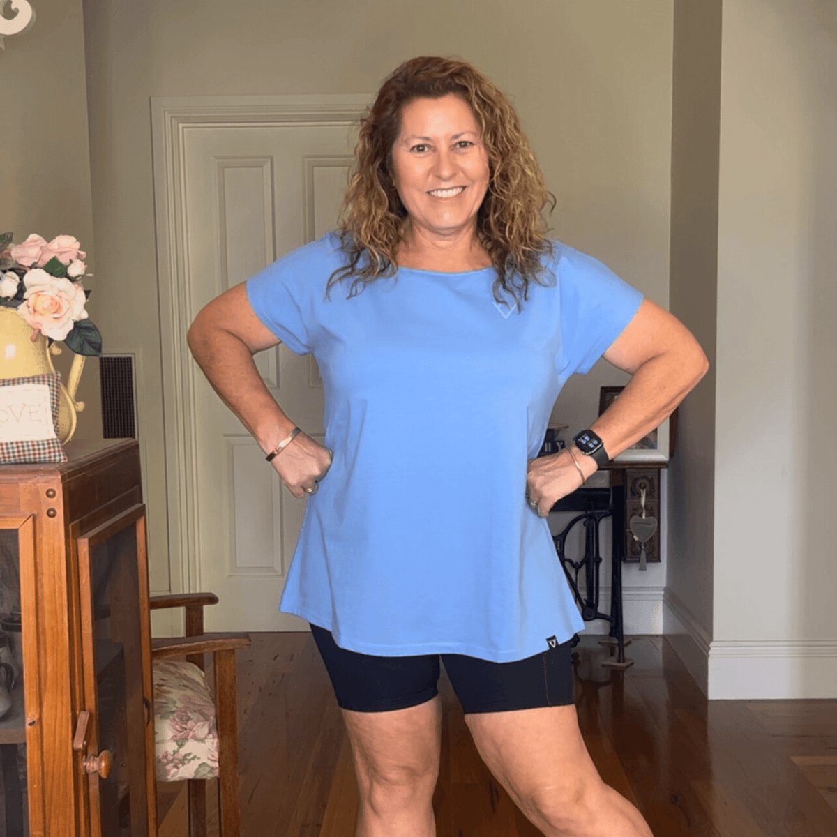 CORE CAP SLEEVED TEE - CRYSTAL BLUE