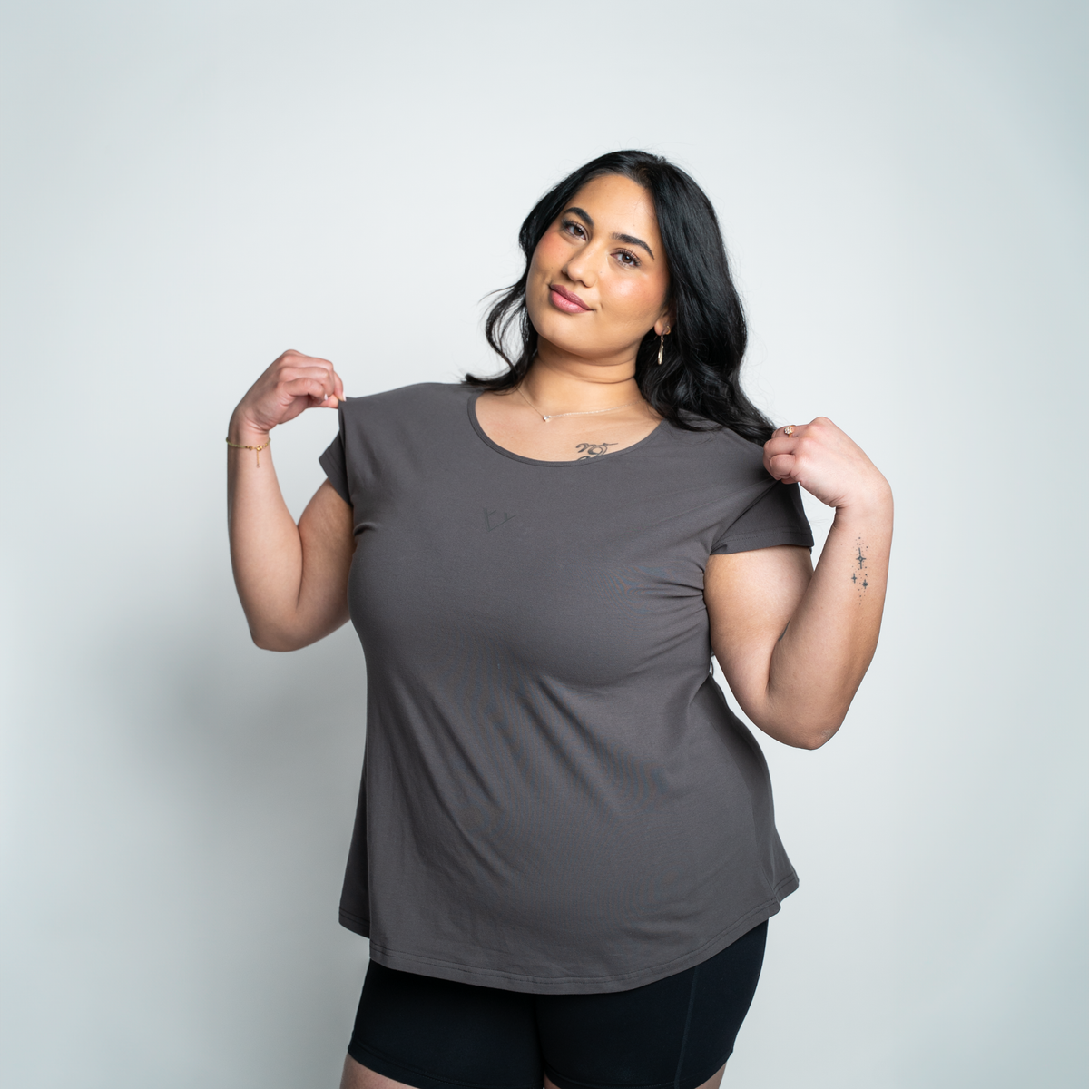 CORE CAP SLEEVED TEE - STONE