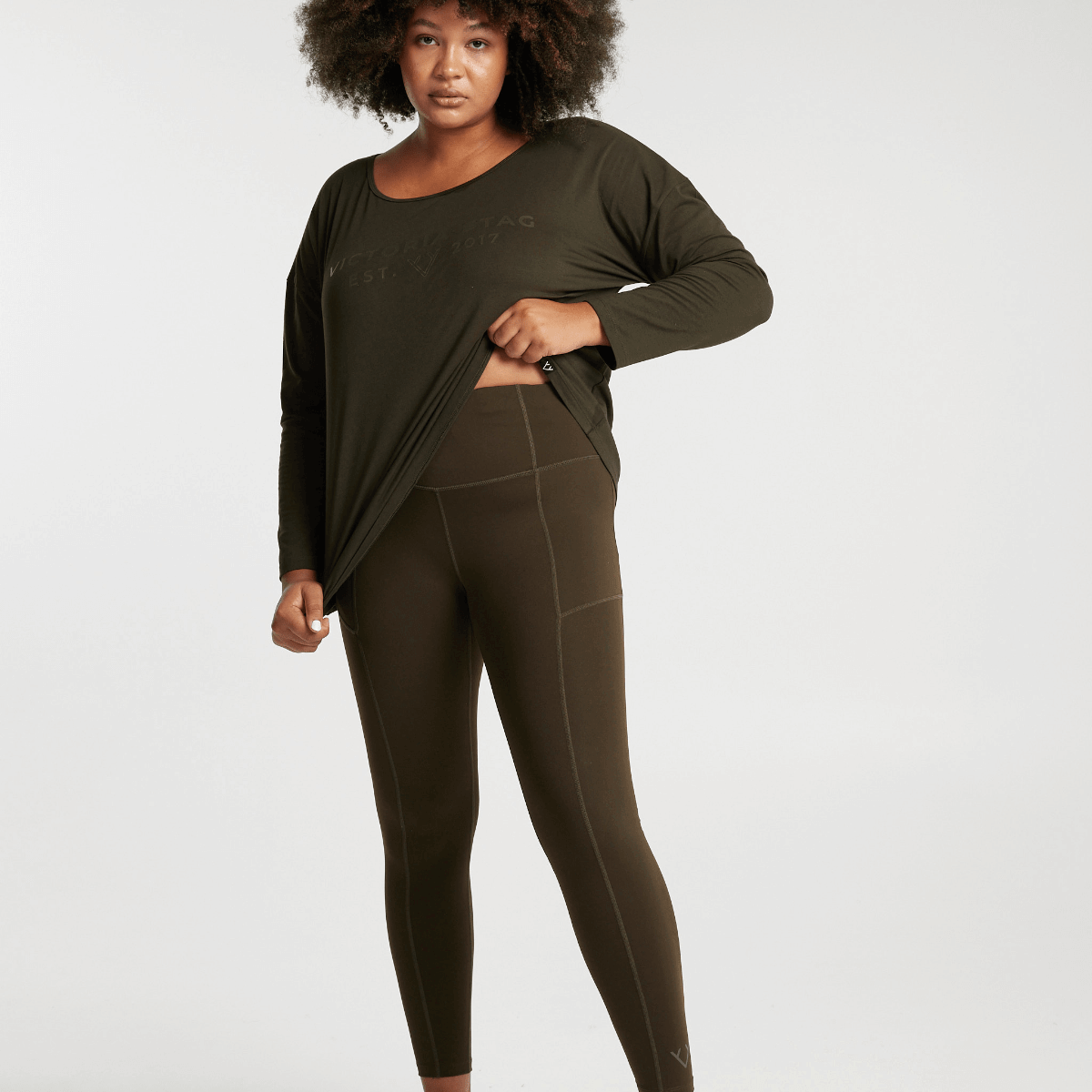 Victoria Stag's Core  Full Length Tights in Khaki