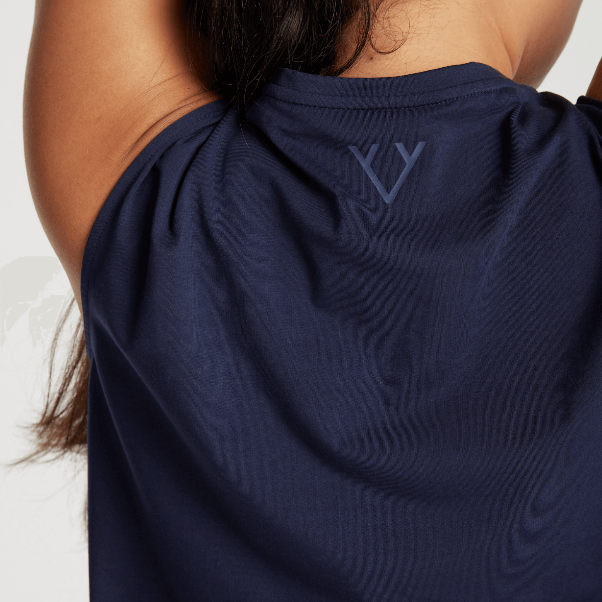 Victoria Stag's Core Muscle Tank in Navy back logo