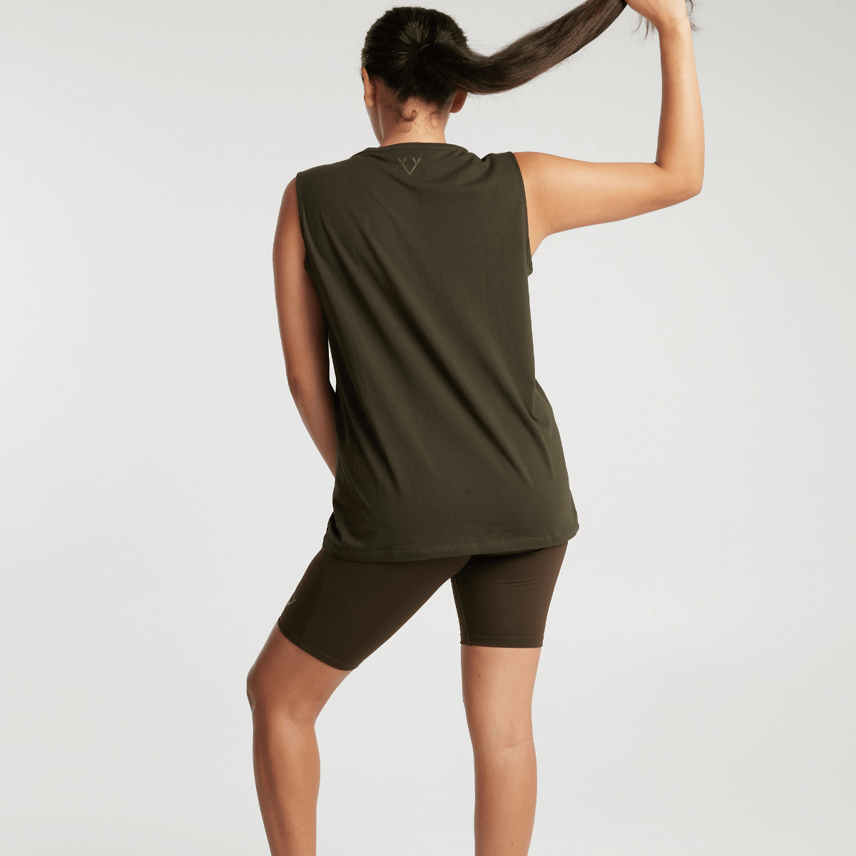Victoria Stag's Core Muscle Tank in Khaki back