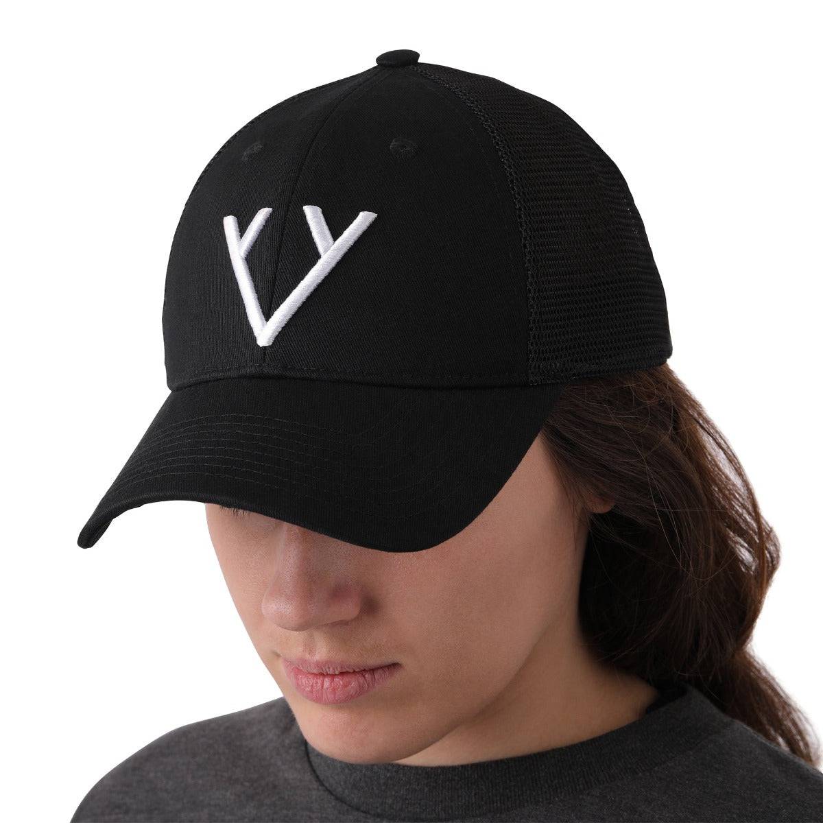 Woman wearing Victoria Stag's Core Trucker Cap  front