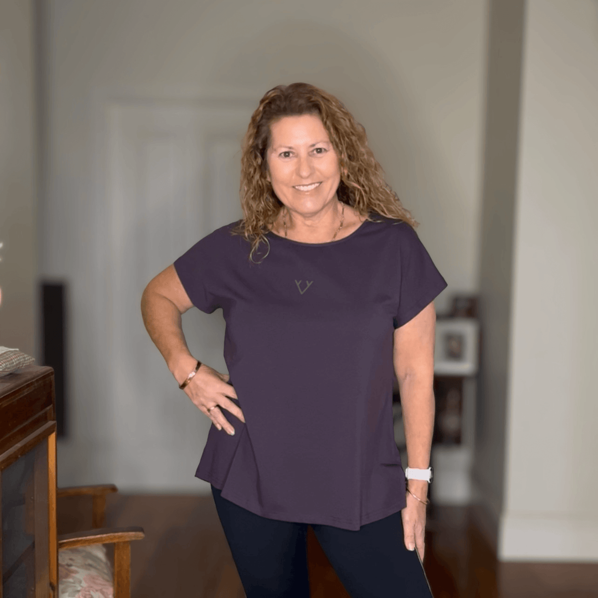 CORE CAP SLEEVED TEE - SMOKED PLUM